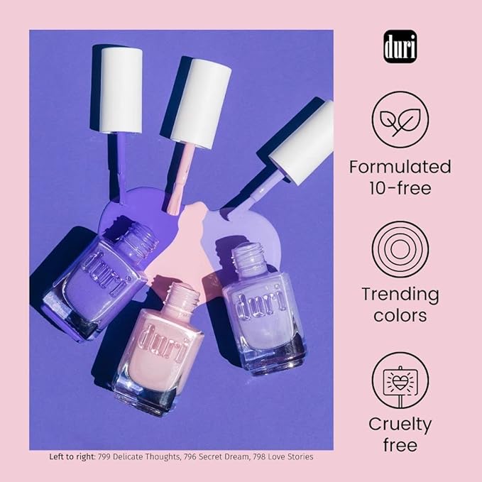 duri Nail Polish, 760 A Million Likes, Purple Metallic Glitter, Full Coverage, Shiny Finish, Fast Drying, Lasting, 0.45 Fl Oz