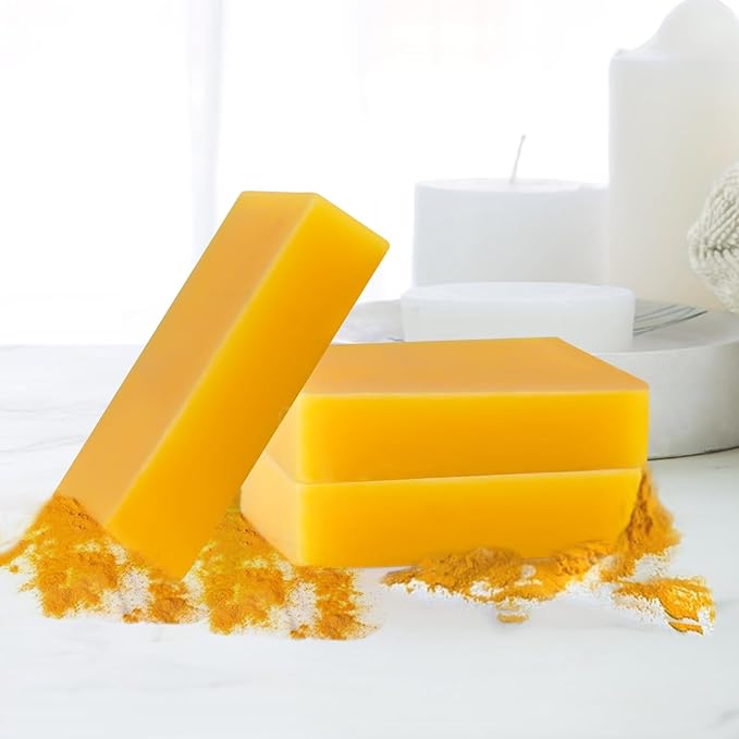 3PCS Lemon Turmeric Soap,Turmeric Soap Bar for Face and Body,Lemon Turmeri c Soa p infused with turmeric Extract, Soft, gentle and effective