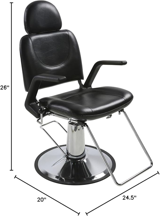 Buy-Rite Sue Reclining Styling Chair - All-Purpose Hydraulic Salon Chair for Hair Stylists & Barbers, Adjustable Headrest, 150° Recline, Heavy-Duty Chrome Base, SY-6769AP