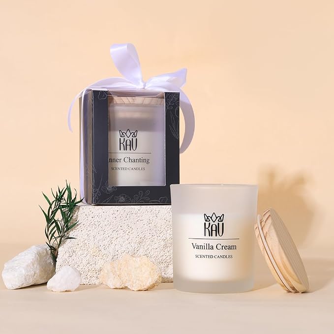 Scented Candles 150g – KAV Inner Chanting Scented Candle, Home Decor Natural Soy Wax Premium Candle for Women Men Gift, Fresh Tones and Elegant Look, Essential Oils (Rosemary, Cinnamon, Amber)