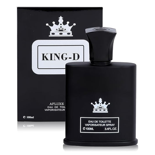 AFLUXE King-D Black Long-Lasting Cologne for Men | Lemon, Violet Leaves, & Sandalwood Scent | Eau de Toilette 100ml Spray | Day to Night Fragrance