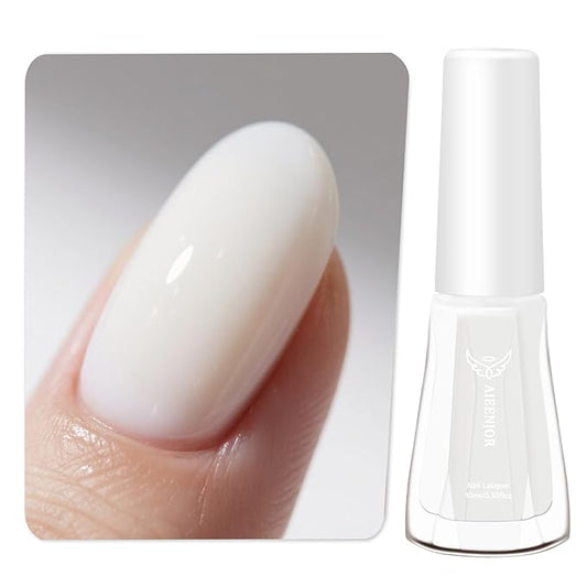 Milky White Nail Polish, Quick Dry White Nail Polish, Non-Gel, Streak Free, Long- Last Fingernail Polish for Nail Manicure Salon DIY Nail Art, 0.35 Fl Oz