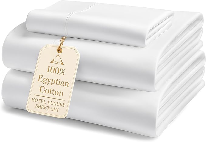 LANE LINEN 100% Egyptian Cotton Extra Long Twin Sheets - 1000 Thread Count, Soft & Comfy No Pill Fade Resistant Twin XL Sheet Sets Perfect for Hospital Beds and Dorm Room, 15" Deep Pocket - White