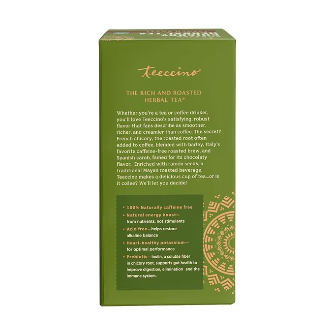 Teeccino French Roast Herbal Tea - Rich & Roasted Herbal Tea That’s Caffeine Free & Prebiotic for Natural Energy, Coffee Alternative, 25 Tea Bags