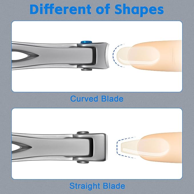 Heavy Duty Nail Clippers for Thick Toenails, Extra Large Toenail Clippers for Thick Nails, Curved & Straight Nail Cutter and Straight Nail Clipper Set, Silver