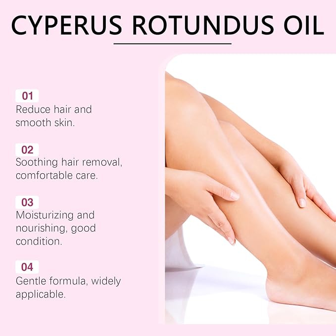 MQN Natural Hair Removal Oil & Inhibitor Cyperus Rotundus Oil to Slow Body Hair Growth for Women & Men, Soothes Skin, 60ml, All Skin Types