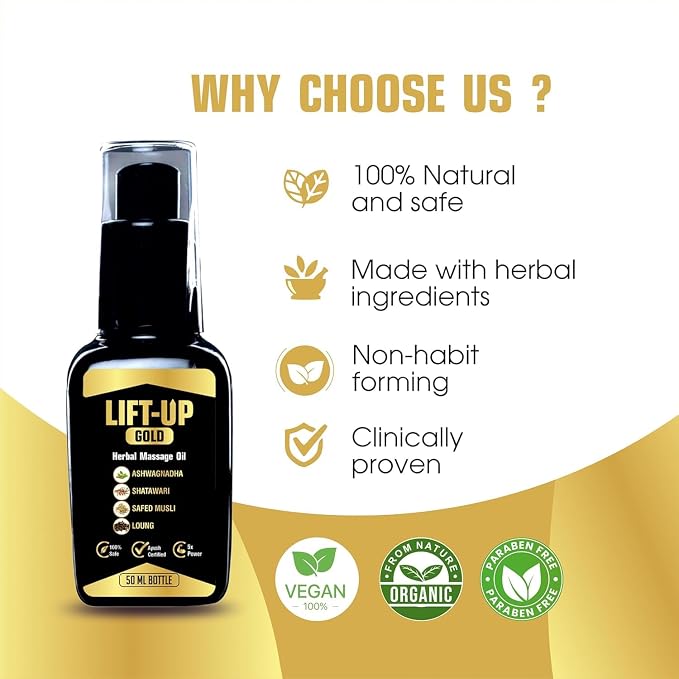 Lift UP Gold Lift-Up Upgrade Massage Oil for Men 100% Pure and Natural - 1 Ml (50Ml)
