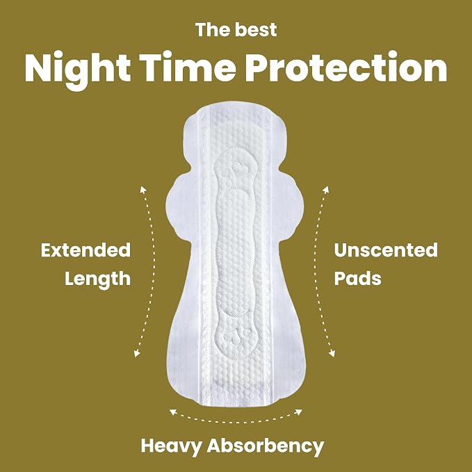 uNeat Ultra Thin Breathable Feminine Pads with Wings for Women, Odor-Neutralizing Tech, Unscented, Heavy Absorbency, Overnight Pads (Extra Long, 8 Count)