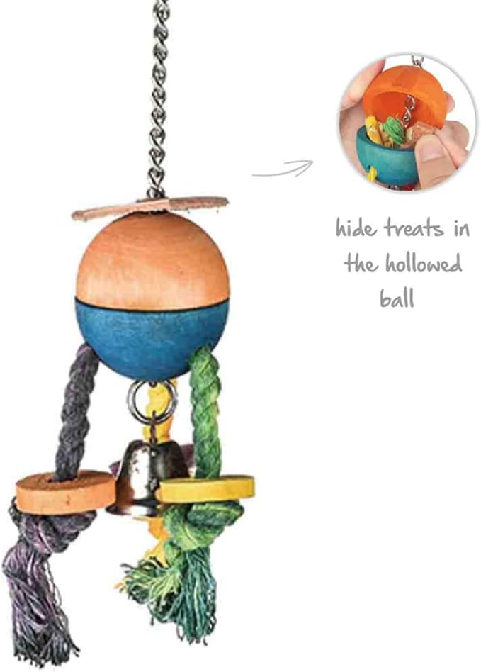 Crazy Legs- Natural Wood & Rope Dangling Interactive Treat Foraging Cage Accessory Toy - Sugar Gliders, Ferrets, Parrots, Squirrels, Marmosets, Degus, Hamsters, Rats & Other Small Pets… (1 Pack)