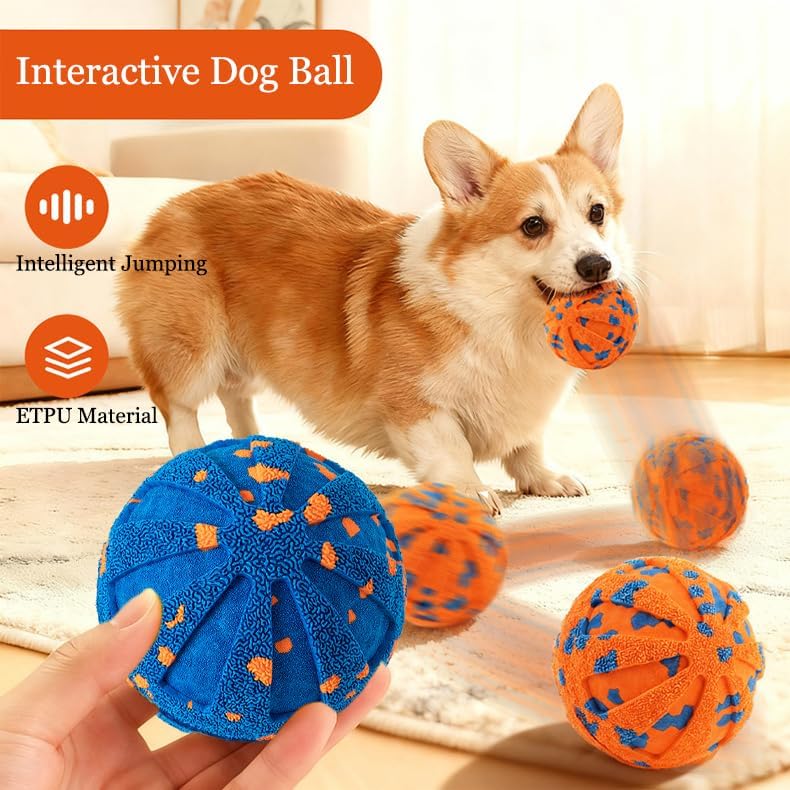 Interactive Dog Ball - Automatic Moving Rotating Bouncing 3 Play Modes, E-TPU Material, Smart Interactive Dog Toys for Small & Medium & Large Dogs, Ideal Gift for Dog Enrichment & Stimulation (Orange)