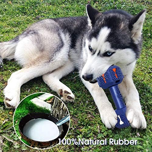Dog Chew Toys for Aggressive Chewers Indestructible Dog Toys Tough Natural Rubber Dumbbell Toy for Small Medium Large Dogs Large Blue
