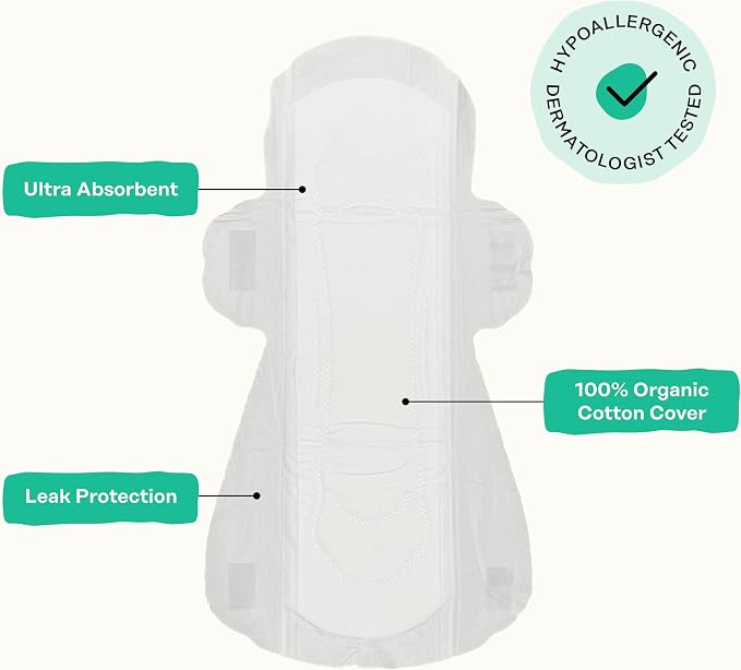 The Honey Pot Company - 56ct - Herbal Sanitary Pads for Women - Heavy Flow w/Wings - Infused w/Essential Oils for Cooling Effect & Organic Cotton Cover - Feminine Care