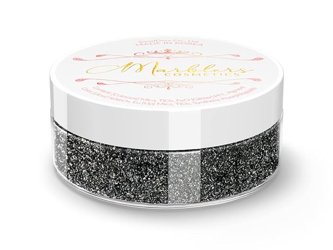 MARBLERS Chunky Natural Mica Powder [Midnight Pearl] 0.11oz (3g) | Highly Pigmented | Non-Toxic, Vegan, Cruelty-Free | Eyeshadow, Body Butter, Nail Polish, Nail Art | Party, Body, Face Makeup