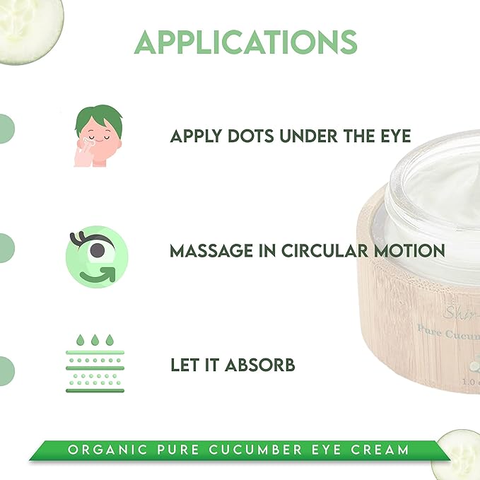 Shira Shir-Organic Pure Cucumber Eye Cream For Dark Circles Eye Puffiness Wrinkles Instant Hydration Anti Aging Eye Cream for All Skin Type (15 ML)