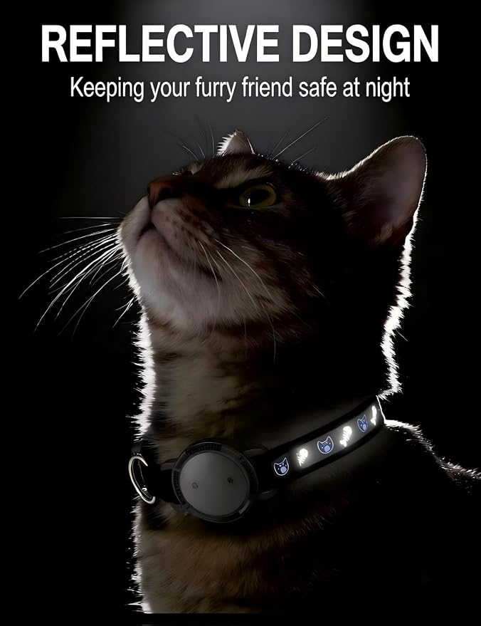 GPS Cat Tracker Collar (Android & iOS), Real-Time Activity Tracking Black | Bluetooth Smart Finder tag No Subscription, Works with Apple Find my App & Google Find Hub, Anti-Lost for Pet Items Kitten