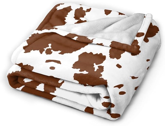 Brown Cow Print Blanket for Adults, Teens and Girls - Cowhide Throw for Women - Cute Baby Blanket - Cow Gifts 50"x 60"