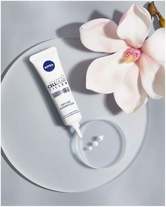 NIVEA Hyaluron Cellular Filler Anti-Age Eye Cream 15 ml / 0.51 fl oz – Lightweight Hyaluronic Acid Eye Care Cream – Smooth, Fast-Absorbing Formula for Daily Use Around Eyes