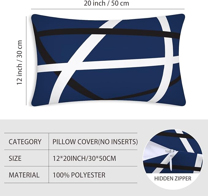 Modern Art Geometric Pillow Cover, Decorative Throw Pillow Covers Blue White Abstract Artwork Cushion Cover for Bedroom Sofa Living Room 12 x 20 Inch Set of 2