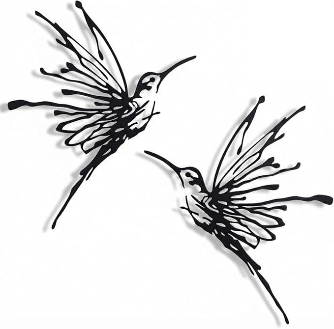 2Pcs Metal Hummingbird Wall Art, 3D Large Outdoor Garden Decor(18.6"x22.4") | Set of 2 large 3D metal hummingbirds, rust-resistant & waterproof, perfect for outdoor garden, patio, or fence decor