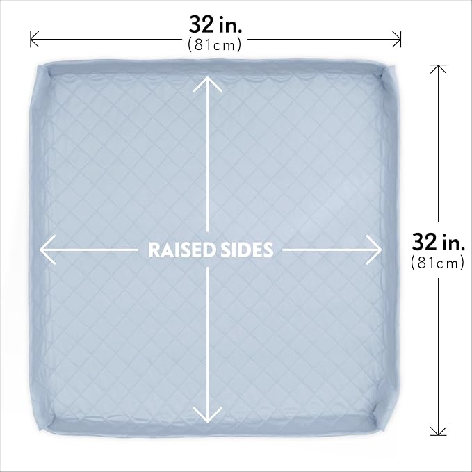 Paw Inspired Critter Box Reusable Dog Pad, Raised Sides, 32x32 Inch Size | Large Washable Puppy Pad for Potty Training, Whelping, or Litter Box Mat, Pee Pad, Soft Raised Edges to Prevent Leaks