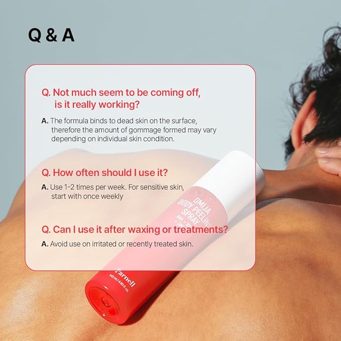 PARNELL AHA Omija Ceramic Body Peeling Spray – AHA BHA PHA Body Exfoliant for Keratosis Pilaris, Strawberry Legs, Dark Spots & Dead Skin Remover – Chemical Exfoliant, Rough Skin 4.60 fl.oz