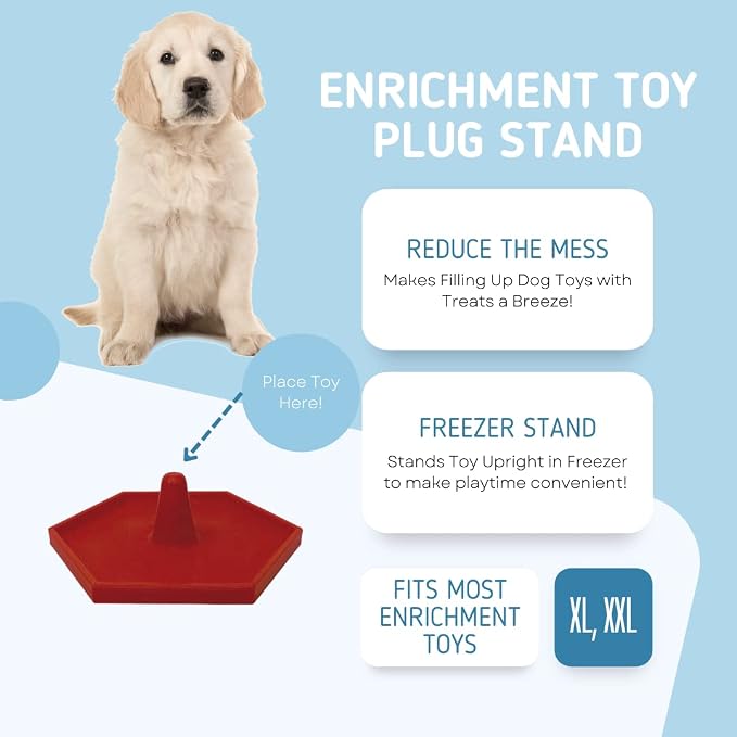 Freezer Holder & Packing Stand Compatible with Kong Dog Toys & Other Enrichment Toys | Enrichment Prep Stopper Stand Accessory for Dogs | Made in USA (Red XL, XXL)