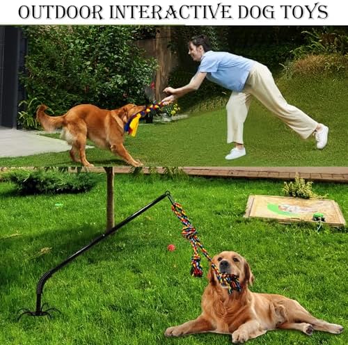 Tether Tug Toy for Dogs,Outdoor Interactive Play Equipment with 2 Ropes