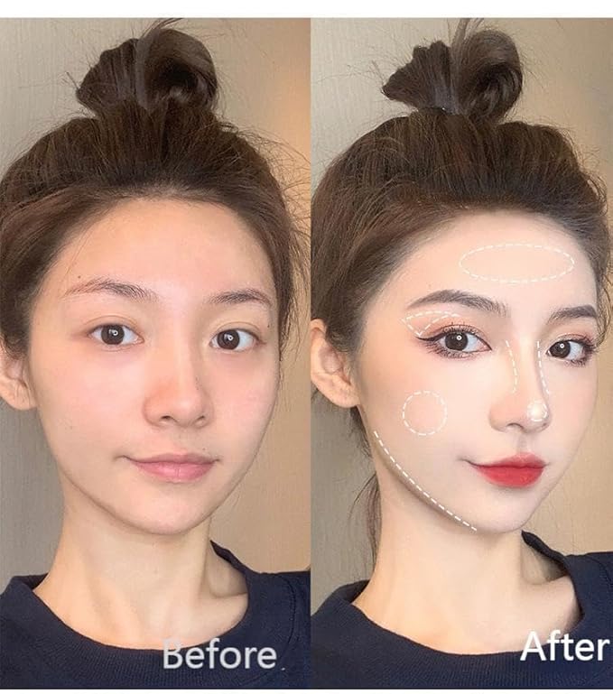 4-in-1 Face Contour Palette, Matte and Shimmer Shades with Highlighter, Brown and Beige(2 pack)