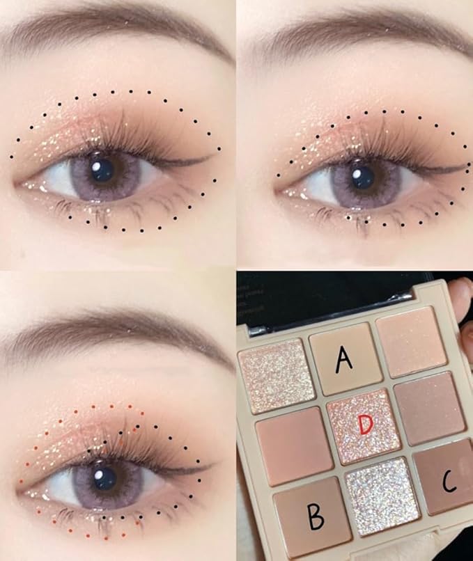Kayswang 9 Colors Glitter Eyeshadow Makeup Palette, Eye Shadow Powder，Matte High Pigmented Colorful,Creamy Texture, Long LastingEyeshadow Powder Cosmetics,Natural Waterproof (02#)