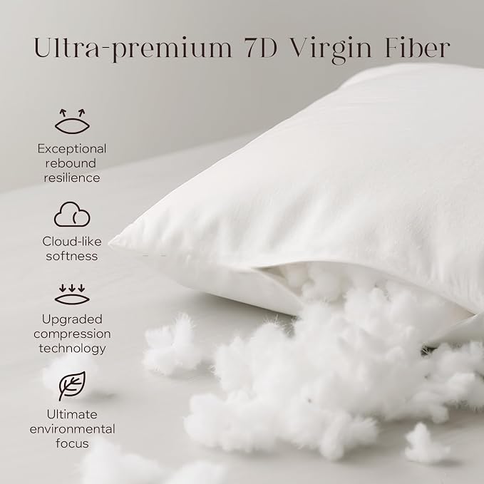 Phantoscope 16x16 Pillow Inserts, Throw Pillow Inserts for Couch, Pack of 2 | 100% Virgin Fiber Hypoallergenic Pillow Form, Soft Throw Pillow Inserts, Lightweight Throw Pillows for Couch Bed Pillows