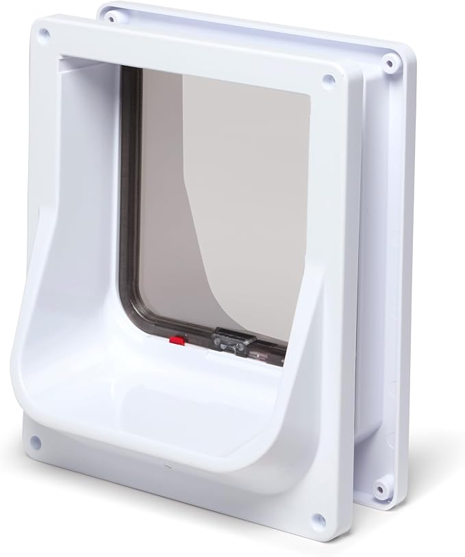 Cat Mate Electromagnetic 4-Way-Locking Cat Flap with 2 Collar Keys - White