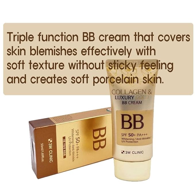 V22 Korea Collagen & Luxury Gold BB Cream SPF50+/PA+++ Say goodbye to blemishes and uneven skin tone - 1.69Oz