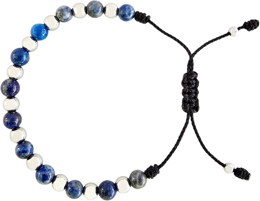 Sabeli Handmade Healing Natural Stone Bracelet and Steel Beads Spiritual Jewelry Adjustable Macrame Gemstone Men Women Gifts 6mm Beads