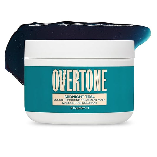 Overtone Semi Permanent Hair Color Conditioner, Midnight Teal, 8 oz, Nourishing, Damage-Free, Color Depositing Mask for All Hair Types with Shea Butter & Coconut Oil, Vegan & Cruelty-Free