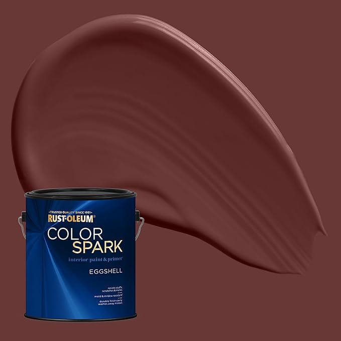 Rust-Oleum Color Spark Interior Paint and Primer in One, Eggshell, Chocolate Cherry, 1 Gallon
