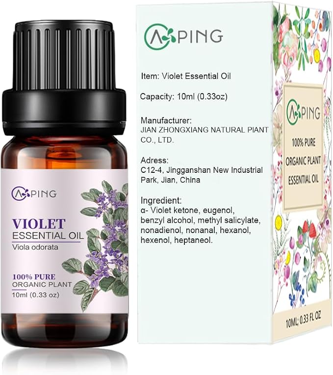 Essential Oil Set 6x10ML - 100% Pure Organic Plant Oil for Diffuser Massage Aroma Spa Yoga Perfume - Cherry Blossom, Rose, Jasmine, Violet, Neroli, Ylang Ylang