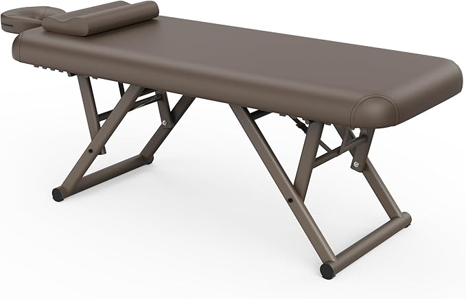 Heavy Duty Stationary Massage Table - Adjustable Massage Table With Adjustable Height & Fixed Backrest, Treatment Tables With PU Leather, C-Shaped Pillow and Sturdy Metal Frame Support Up to 1000LBS