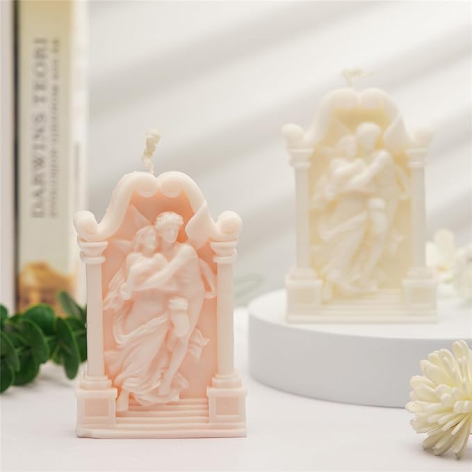 Hugging Angel Shaped Scented Candle,125G Aesthetic Handmade Soy Wax Aroma Decorative Art Candle for Table Photo Prop Valentine's Day Wedding Birthday,Prefect Gift for Meditation Stress (White)