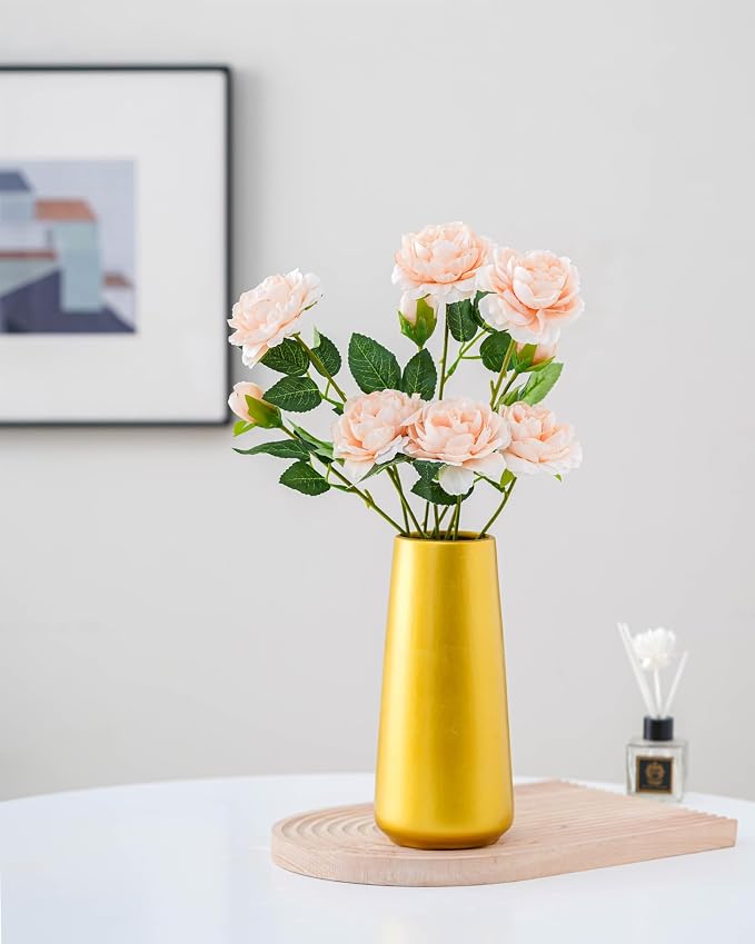 Simple Boho Ceramic Flower Vase for Home Decor (Gold,Super Big) | 10'' Modern Vase for Flower Plant Pampas Grass, Fit for Table Shelf Centerpieces, Living Room Kitchen Bedroom Wedding Gift