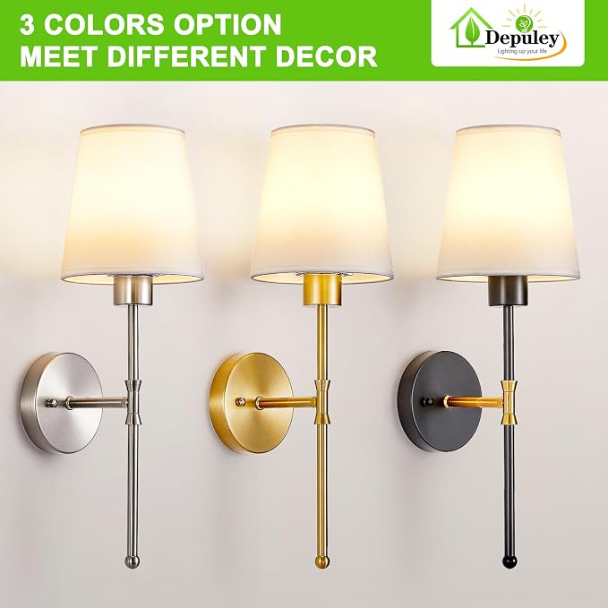 Depuley Battery Operated Wall Sconce: Set of 2 Wireless Wall Lights with Remote for Bedroom - Rechargeable 15 Colors 19.9" Wall Lamp for Living Room Hallway Decor