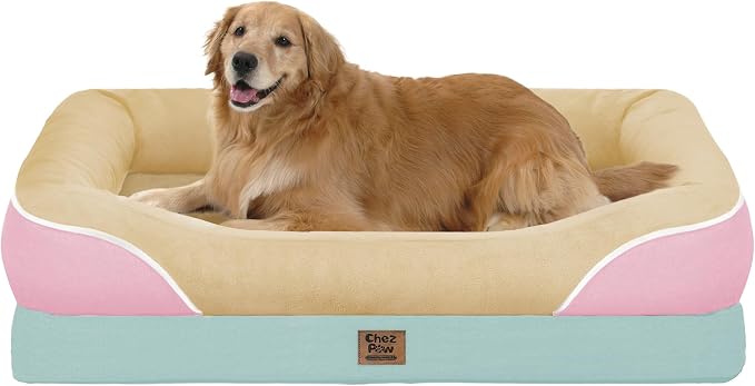Waterproof Orthopedic XL Dog Bed for Large and Extra Large Dogs | Egg Crate Foam, 4-Sided Bolster Support, Waterproof Liner, Non-Slip Bottom, Machine Washable Cover, 42 x 30 Inch
