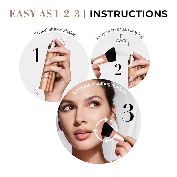 LUMINESS Complete Makeup Kit - Includes Face Palette, Airbrush Foundation, Primer and Brush - Silky, Long-Wearing, Easy to Blend, Perfect Makeup for Older Women, 4-PC Make Up Set (06 - Light Warm)
