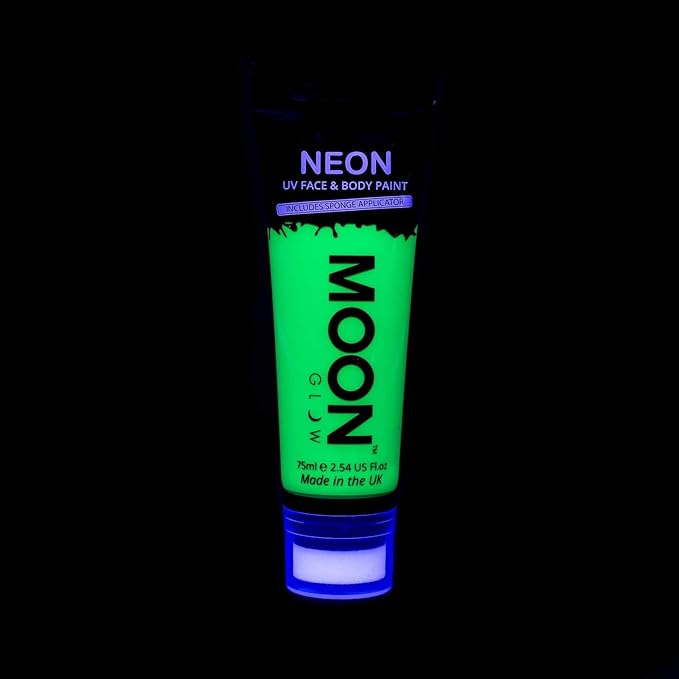Moon Glow Supersize 2.54oz Blacklight Neon UV Face & Body Paint - Intense Green - with Sponge applicator