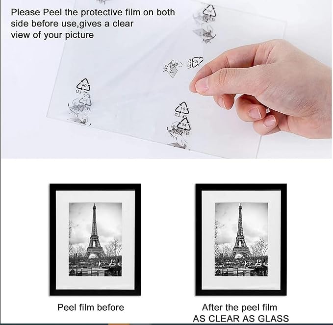 upsimples 11x14 Picture Frame, Gallery Wall Frames Set of 5, Black | Photo Frame Collage Wall Decor, 11 x 14 Frame, 8x10 Frame with Mat for Family, Baby, Hallway, Diamond, Christmas