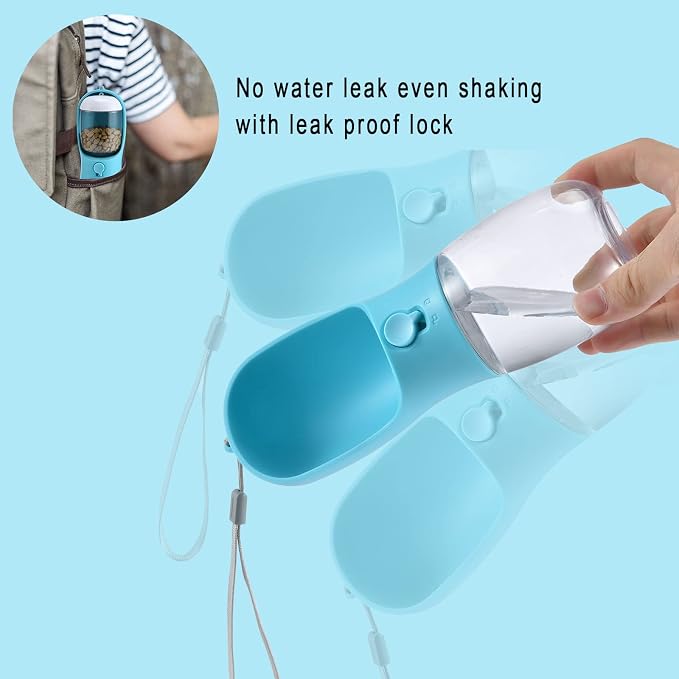Cibaabo Dog Water Bottle Portable with Food Container & Filter for Travel | Feeding & Hydration | Travel Water Bowl | Portable Pet Dispenser | Dog Gifts | Puppy Essentials | for Hiking Camping Beach