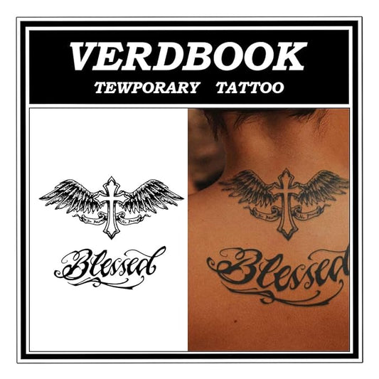 Waterproof Temporary Tattoos: 2-Sheet Tattoo Kit with Realistic Body Stickers, Semi-Permanent Tattoos for Adults Lasting 7-15 Days – Safe for Men & Women, Wings of Divinity