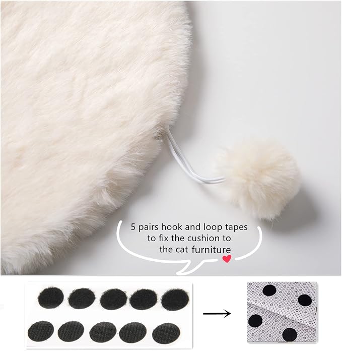 SHENGOCASE 2-Pack 14" Round Faux Rabbit Fur Cat Dog Bed Cushion Pad Mat, Cat Tree Tower Replacement Cushion Pad for Window Perch Carrier House Cage Crate Kennel Furniture