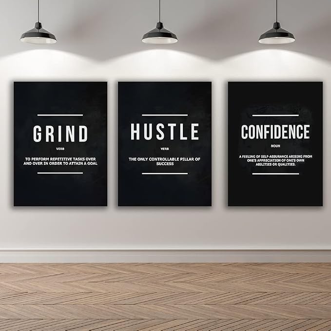 Yetaryy Motivational Poster Inspirational Wall Art 3 Pieces Canvas Painting Lion Artwork for Living Room Office Modern Home Decor Prints Pictures Wall Decor Framed Ready to Hang [36''Wx 16''H]