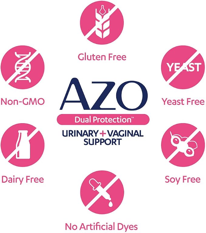 AZO Dual Protection, Urinary + Vaginal Support, Prebiotics and Probiotics for Women*, Starts Working Within 24 Hours, Non-GMO, 30 Count (Pack of 2)