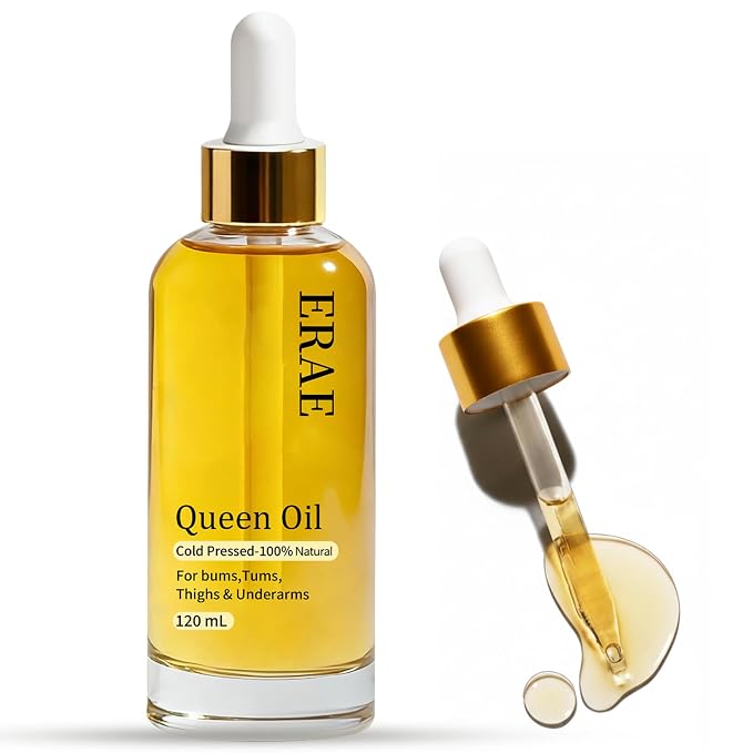 Erae Queen Oil Face & Body Oil - Bakuchiol, Camellia Japonica, Sea Buckthorn & Evening Primrose Oil - Radiant-Looking Skin, For Crepey Skin, Firming & Hydrating Treatment - 4 Fl oz